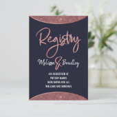 バラ金ゴールドグリッターネイビーブルー円形ギフトレジストリ エンクロージャーカード