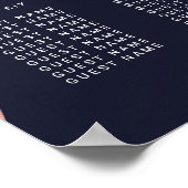 バラ金ゴールドグリッターネイビーブルー円形座席表 ポスター (角)