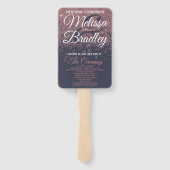 バラ金ゴールドグリッターネイビーブルー結婚式 プログラム ハンドファン (裏面)