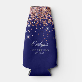 バラ金ゴールドグリッターネイビーブルー21st誕生日 ボトルクーラー