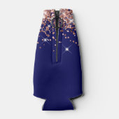 バラ金ゴールドグリッターネイビーブルー21st誕生日 ボトルクーラー (裏面)