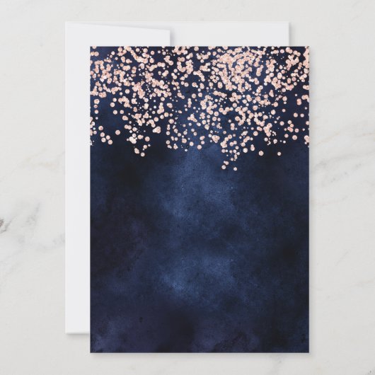 バラ金ゴールドグリッターネイビー企業のクリスマスパーティー 招待状 (裏面)