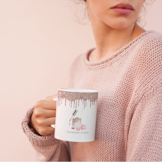 バラ金ゴールドグリッターネイルサロン事業ふでたて コーヒーマグカップ
