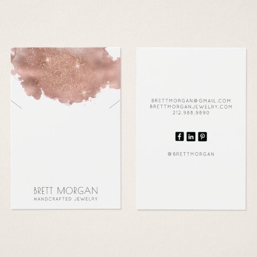 バラ金ゴールドグリッターネックレスジュエリーディスプレイカード (正面&裏面)