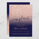 バラ金ゴールドグリッターネービーブルーが新計画を延期 招待状 (正面/裏面)