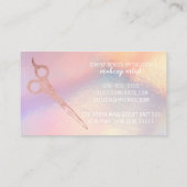 バラ金ゴールドグリッターハサミ虹色美容師 名刺 (裏面)