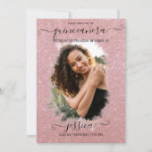 バラ金ゴールドグリッターハローフォトコラージキンセニェラ 招待状 (正面)