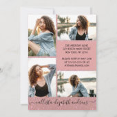 バラ金ゴールドグリッターハローフォトコラージュ卒業 招待状 (裏面)