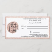 バラ金ゴールドグリッターハートグレーロゴギフト券 (裏面)