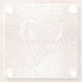 バラ金ゴールドグリッターハートピースラブジョイ引用文 ガラスコースター (裏面)