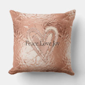 バラ金ゴールドグリッターハートピースラブジョイ引用文 クッション (正面)