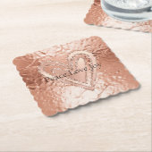 バラ金ゴールドグリッターハートピースラブジョイ引用文 ペーパーコースター (アングル)