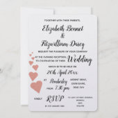 バラ金ゴールドグリッターハート夕べ招待状 招待状 (裏面)