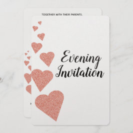 バラ金ゴールドグリッターハート夕べ招待状 招待状