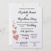 バラ金ゴールドグリッターハート結婚式招待状 招待状 (裏面)