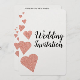 バラ金ゴールドグリッターハート結婚式招待状 招待状