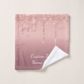 バラ金ゴールドグリッターバスタオルカスタムズ文字 バスタオルセット (ウォッシュタオル)