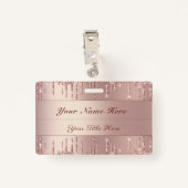 バラ金ゴールドグリッターバッジテンプレート名前をカスタムする文字 バッジ (裏面クリップ)