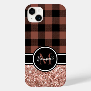バラ金ゴールドグリッターバッファロープレイドモノグラム Case-Mate iPhone 14 PLUSケース