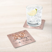 バラ金ゴールドグリッターバルーンメタリック30th誕生日 スクエアペーパーコースター (インサイチュ)