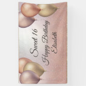 バラ金ゴールドグリッターバルーン甘い16パーティーバナー 横断幕 (縦)