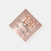 バラ金ゴールドグリッターバルーン13th誕生日モノグラム スタンダードカクテルナプキン (角)