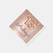 バラ金ゴールドグリッターバルーン13th誕生日モノグラム スタンダードカクテルナプキン (角)