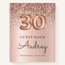 バラ金ゴールドグリッターバルーン30thバースデーゲストブック