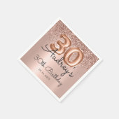 バラ金ゴールドグリッターバルーン30th誕生日モノグラム スタンダードカクテルナプキン (角)