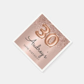 バラ金ゴールドグリッターバルーン30th誕生日モノグラム スタンダードカクテルナプキン (角)