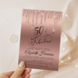 バラ金ゴールドグリッターバーチャル50th誕生日パーティー 招待状<br><div class="desc">そしてエレガント、シックなバーチャル50歳の誕生日パーティーの招待スタイリッシュは、バラ金ゴールドの背景に対するスクリプトの中で「50 & Fabulous」を搭載しかわいらし、バラ金ゴールドのグリッターが上から滴り落ちる。 フェイク。</div>