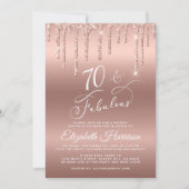 バラ金ゴールドグリッターバーチャル70th誕生日パーティー 招待状 (正面)