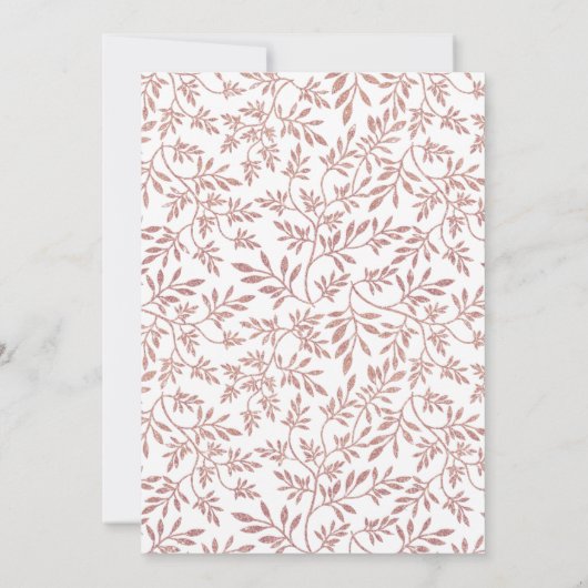 バラ金ゴールドグリッターパター葉ントレンディー結婚の 招待状 (裏面)