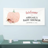 バラ金ゴールドグリッターパンプキンベビーシャワーウェルカム 横断幕 (トレードショー)