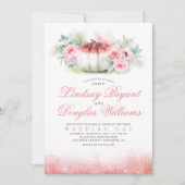 バラ金ゴールドグリッターパンプキン秋の結婚式招待状 招待状 (正面)