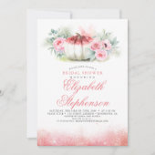 バラ金ゴールドグリッターパンプキン秋ブライダルシャワー 招待状 (正面)