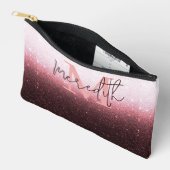 バラ金ゴールドグリッターパーソナライズされた勾配 アクセサリーポーチ (見開き)