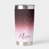 バラ金ゴールドグリッターパーソナライズされた勾配 保温保冷タンブラー (左面)