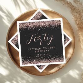 バラ金ゴールドグリッターパーソナライズされた誕生日パーティー スタンダードカクテルナプキン