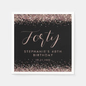 バラ金ゴールドグリッターパーソナライズされた誕生日パーティー スタンダードカクテルナプキン (正面)