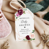 バラ金ゴールドグリッターパープル赤面フローラベビーシャワー ギフトタグ