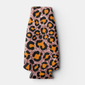 バラ金ゴールドグリッターヒョウガーリーチータパターン ボトルクーラー (正面)