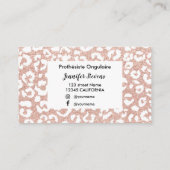 バラ金ゴールドグリッターヒョウ印刷爪、 ネイル技術者 名刺 (裏面)