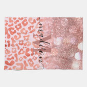 バラ金ゴールドグリッターヒョウ印刷 キッチンタオル (横)