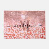 バラ金ゴールドグリッターヒョウ印刷 ドアマット (正面)