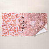 バラ金ゴールドグリッターヒョウ印刷 バスタオル (バスタオル)