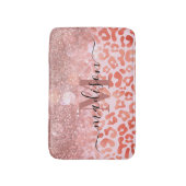 バラ金ゴールドグリッターヒョウ印刷 バスマット (正面縦)