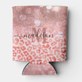 バラ金ゴールドグリッターヒョウ印刷 缶クーラー (正面)