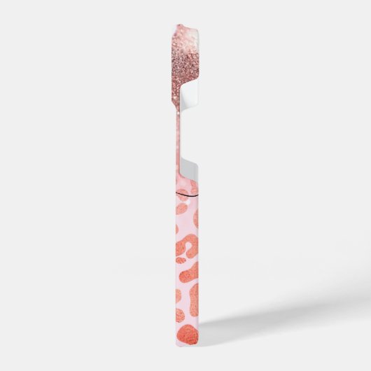 バラ金ゴールドグリッターヒョウ印刷 iPhoneケース (左側面)