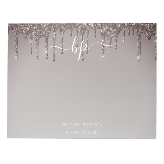 バラ金ゴールドグリッタービジネススタッフモノグラム ノートパッド (正面)